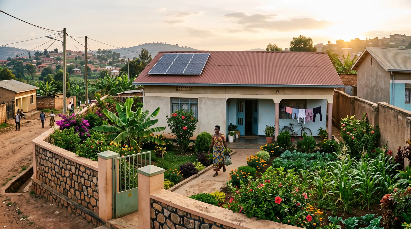 A Kigali home fitted with a rooftop solar water heating system